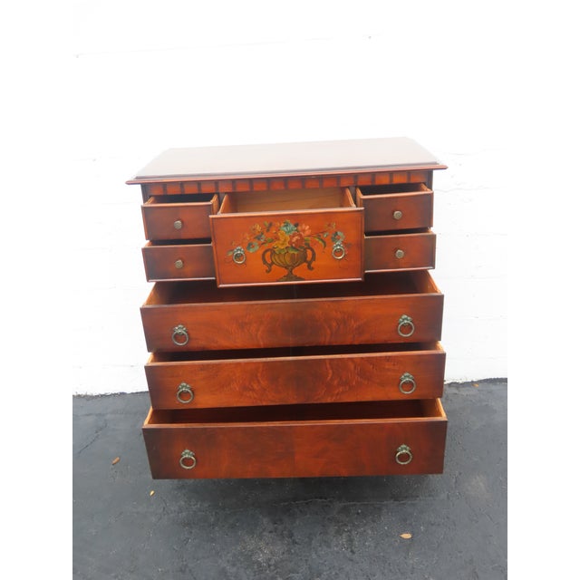 Traditional Early 1900s Carved Hand Painted Tall Chest of Drawers 6895 For Sale - Image 3 of 17
