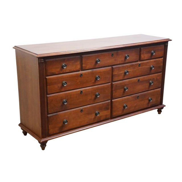 Durham Furniture Saville Row Collection Solid Cherry Early American 66" Triple Dresser 980-173 For Sale - Image 4 of 15