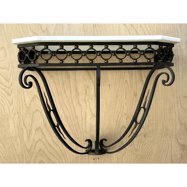 Vintage Scrolled Iron Wall Console After Royere For Sale - Image 16 of 17