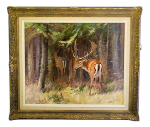 Ewind, Animal Composition, 1890s, Oil Painting on Masonite, Framed