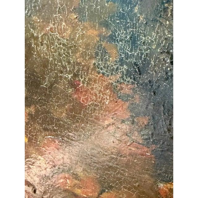 Romantic Ladies in a Lush Garden, Signed Oil Painting, 19th Century For Sale - Image 11 of 13