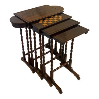 Antique Regency Rosewood Nest of Four Tables with Integrated Chess Table, 1830, Set of 4 For Sale