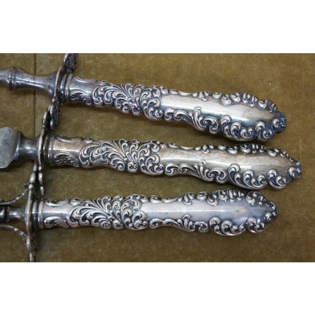 Antique R. Wallace Sterling Silver Baroque Waverly Meat Carving Roasting - 3 pcs For Sale - Image 6 of 11