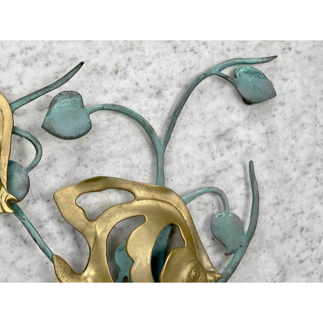 Metal Mid-Century Oceanic Reef Fish Brass & Copper Wall Hanging Sculpture For Sale - Image 7 of 11
