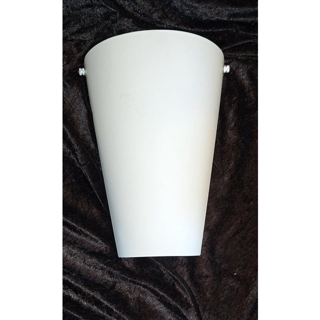 Vintage Wall Lamp with Flat White Glass Shade on Metal Mount, 2000s For Sale - Image 4 of 7