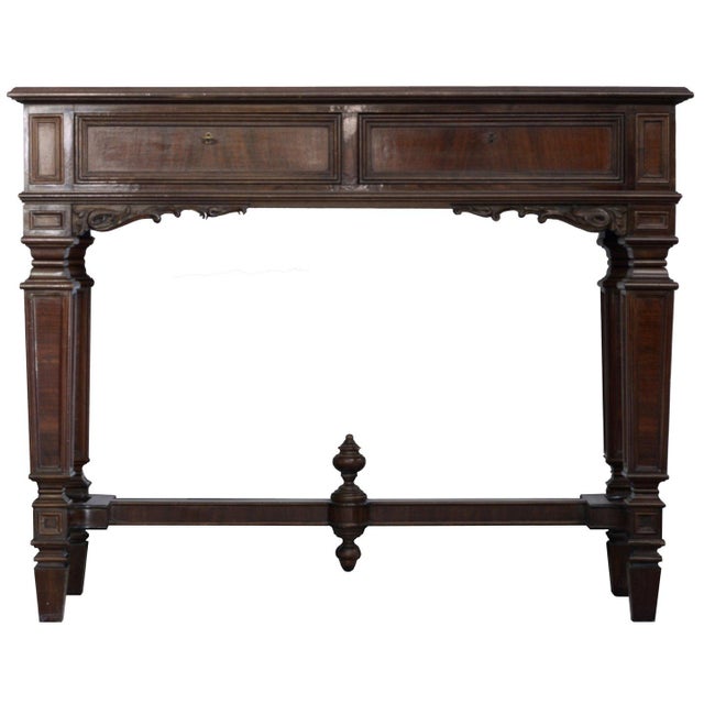 Mid-Century Italian Walnut and Burl Wood Console Table, 1950s For Sale - Image 10 of 10