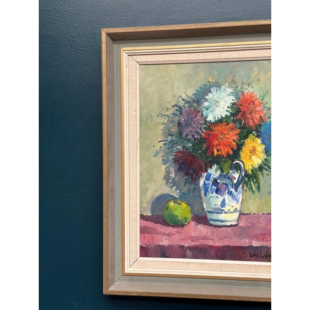 Eric Lundgren, Asters in Ceramic Vase, 1950s, Oil on Canvas, Framed For Sale - Image 11 of 18