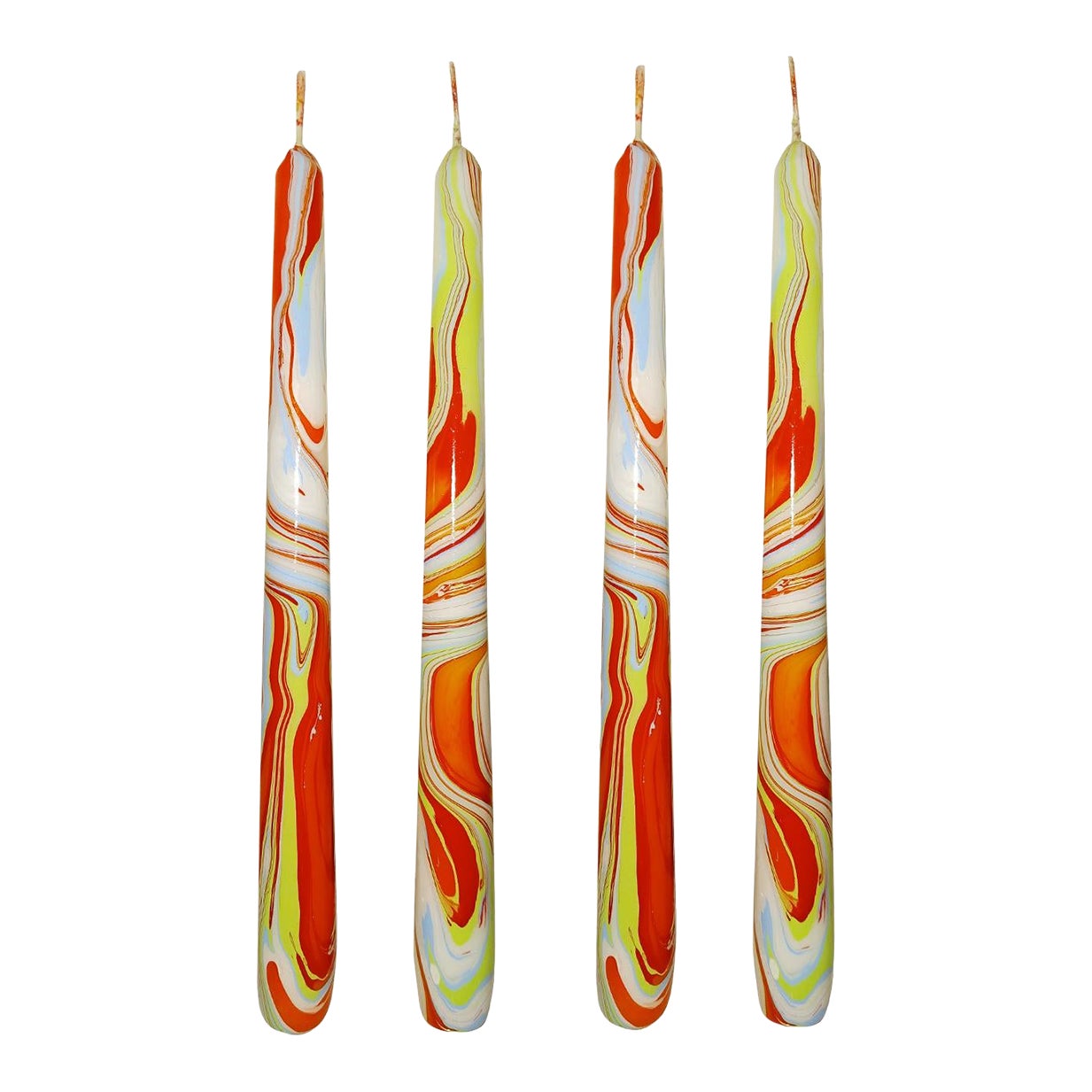 Tropical Marbled 10" Taper Candles, Set of 4 Chairish