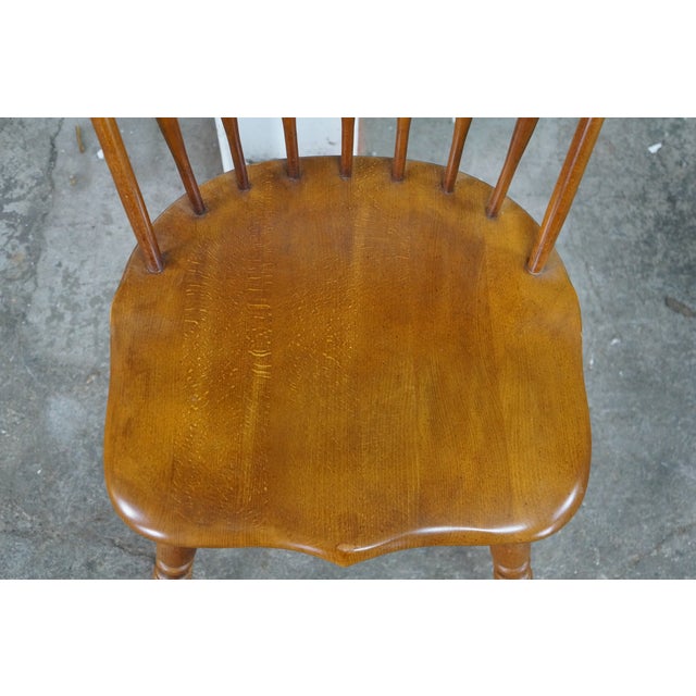 1990s 6 Vintage Kli Logatec Slovenia Windsor Style Solid Maple Bow Back Dining Chairs For Sale - Image 5 of 18
