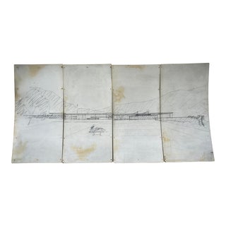 Mies Van Der Rohe “Museum for a City” Exterior Perspective Original Installation Panels From the Art Institute of Chicago 1968 Exhibit, Numbered For Sale