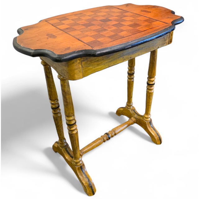 Wood Antique Early 19th Century English Country Style Single-Drawer Chess or Games Table For Sale - Image 7 of 14