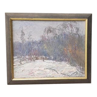 Vintage Russian Winter Landscape Oil Painting C.1990 For Sale