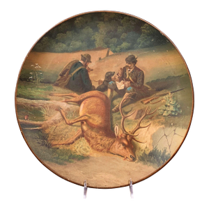 Early 20th Century German Hand Painted Ceramic Hunt Scene Wall Platter