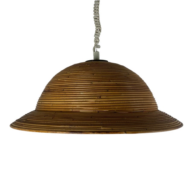 1960s Mid Century Modern Italian Large Pencil Reed Pendant For Sale