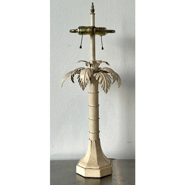 Mid-Century Modern Vintage Punch Cut Metal Palm Lamp For Sale - Image 3 of 12