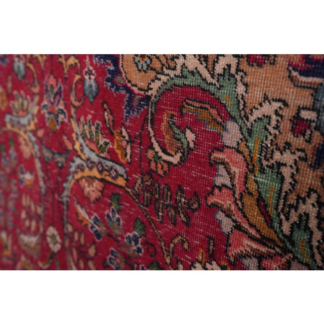 1970s Vintage Persian Handmade Wool 10x13 Red Area Rug For Sale - Image 4 of 11