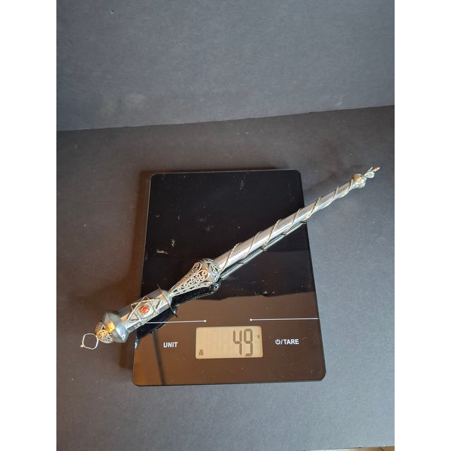Antique 1812 Silver Torah Pointer Yad - 84 Zolotnik - Filigree & Coral Stone For Sale - Image 18 of 18