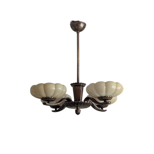 Vintage Four-Arm Chandelier by Paavo Tynell for Taito Oy, 1940s For Sale - Image 6 of 15