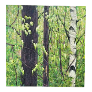 Original John Loughlin Springtime Spring in the Forest Landscape Oil Painting