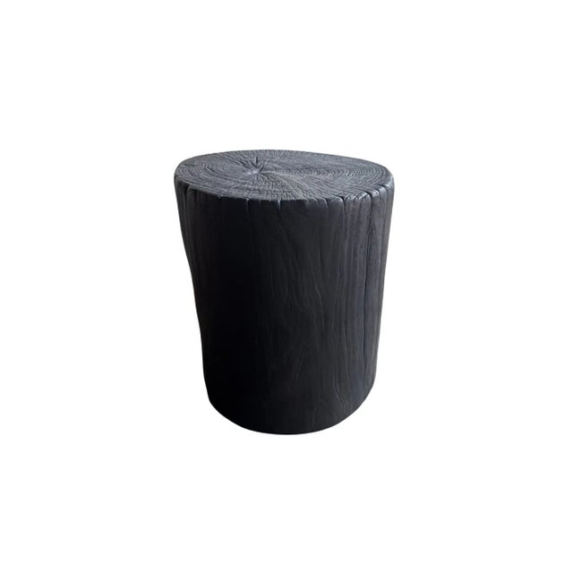 Sculptural Teak Wood Side Table Organic Burnt Finish, Modern Organic For Sale - Image 6 of 8