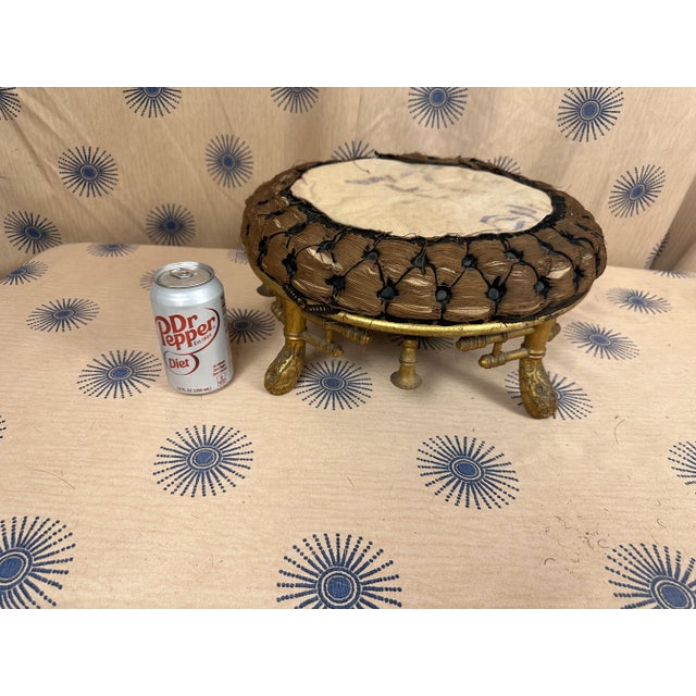 Gold Mid 19th Century English Chinese Chippendale Giltwood Faux Bamboo Footstool For Sale - Image 8 of 10