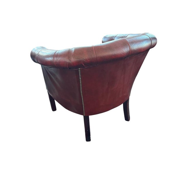 Vintage Chesterfield Club Chair in Oxblood Leather, 1990s For Sale - Image 3 of 4