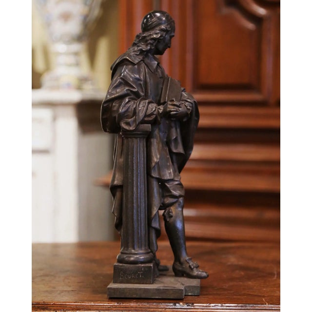 Decorate a study or library with this elegant 19th-century French sculpture of Blaise Pascal. Crafted in France circa 1870...