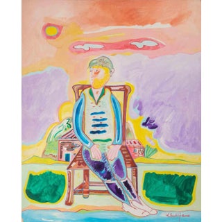Luciano Schifano, Seated Figure, Oil Painting, 1987 For Sale