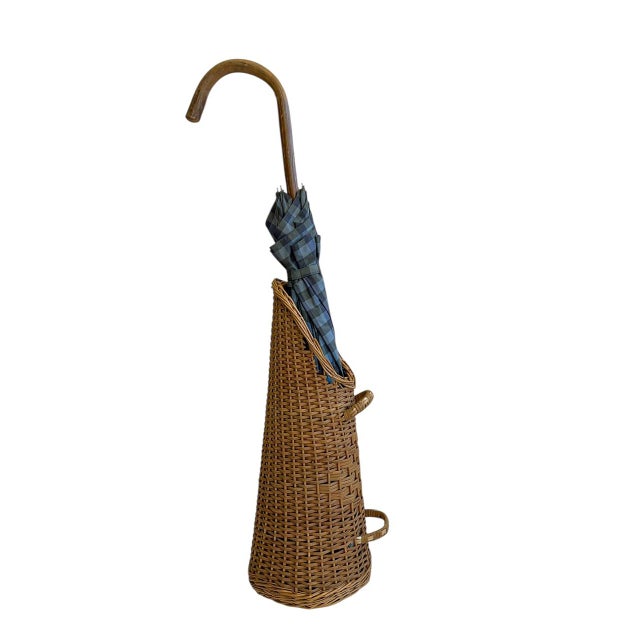 Vintage Umbrella Stand in Metal and Rattan, 1960s For Sale - Image 4 of 10