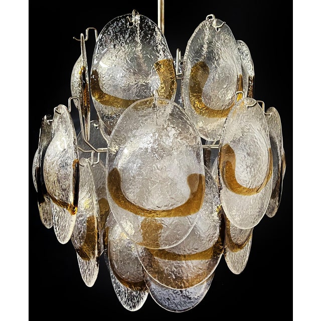1980s Vintage Italian Murano Chandelier with 24 Clear and Amber, 1980s For Sale - Image 5 of 15