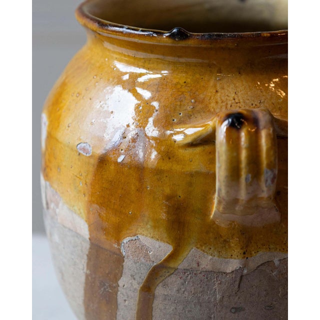19th Century French Glazed Terracotta Jug with Ochre Yellow Glaze For Sale - Image 12 of 12