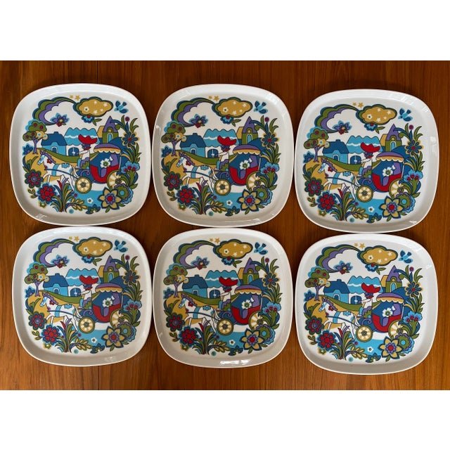 Blue Quadrille Sango Japan Market Place Square Plates - Set of 6 For Sale - Image 8 of 8
