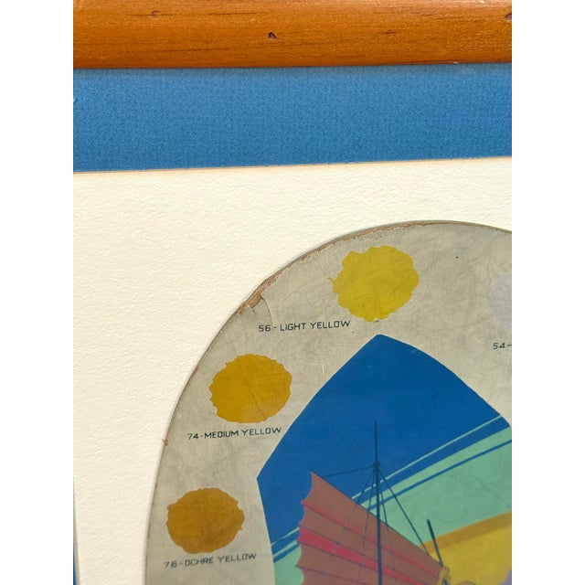 Mid-Century Glidden Paint Advertising Palette Asian Motif Framed & Matted For Sale - Image 11 of 11