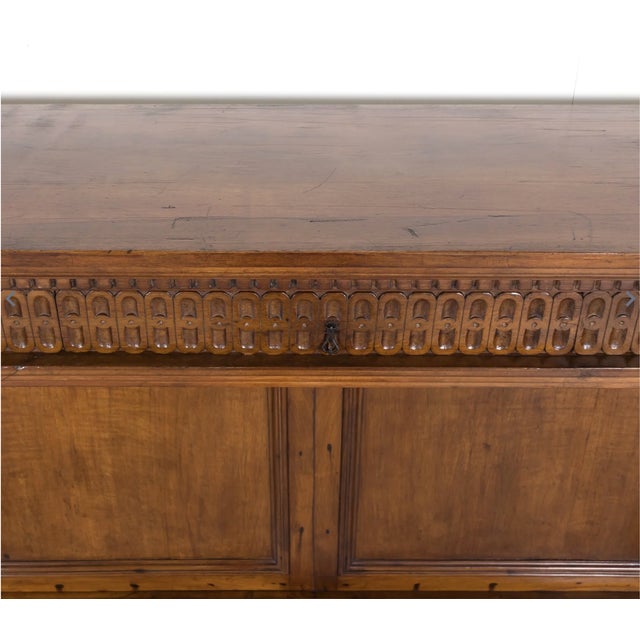 19th Century Spanish Renaissance Style Carved Walnut Wall Console With Three Drawers For Sale - Image 4 of 12