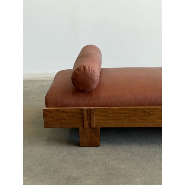 Wood Madura Daybed in Sienna Leather For Sale - Image 7 of 18