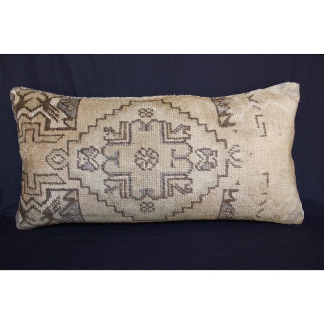 Mid 20th Century Turkish Handwoven Rug Lumbar Pillow Cover -16'' X 32'' For Sale - Image 5 of 11
