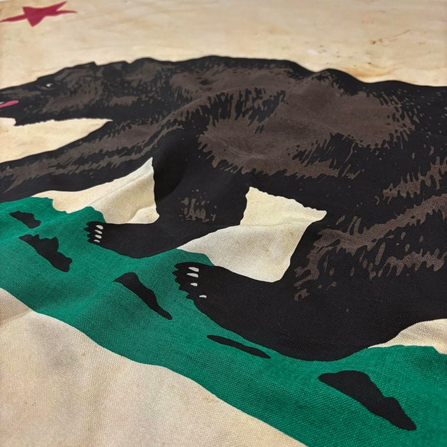 Textile Large Vintage Cotton California Republic Bear Flag For Sale - Image 7 of 8