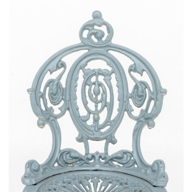 Victorian Victorian Style Blue Painted Cast Iron Side Chair For Sale - Image 3 of 7