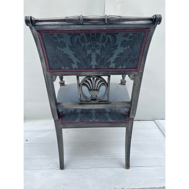 Vintage French Carved Wood Upholstered Armchair For Sale - Image 4 of 10