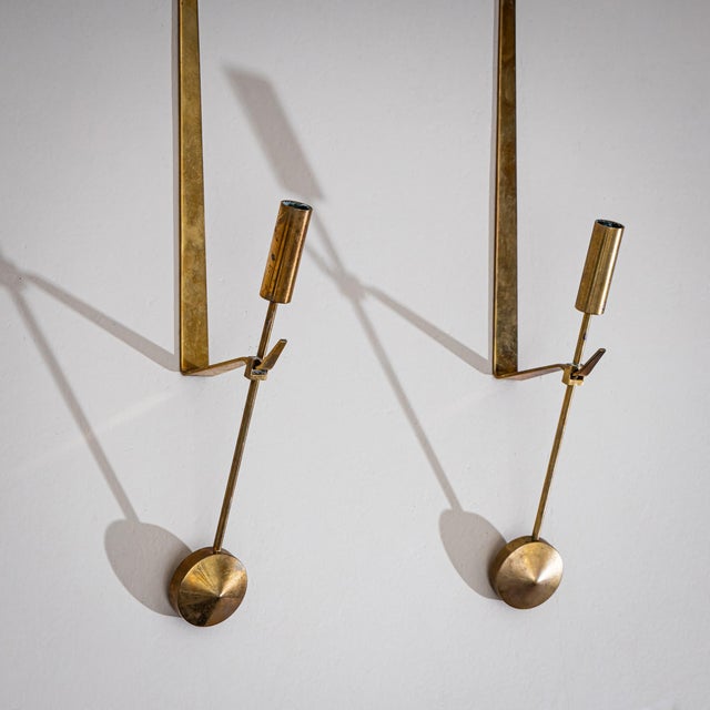Skultuna Set of Four Brass Wall Candle Holders Mod. 607 by Pierre Forssell for Skultuna, 1970s For Sale - Image 4 of 8