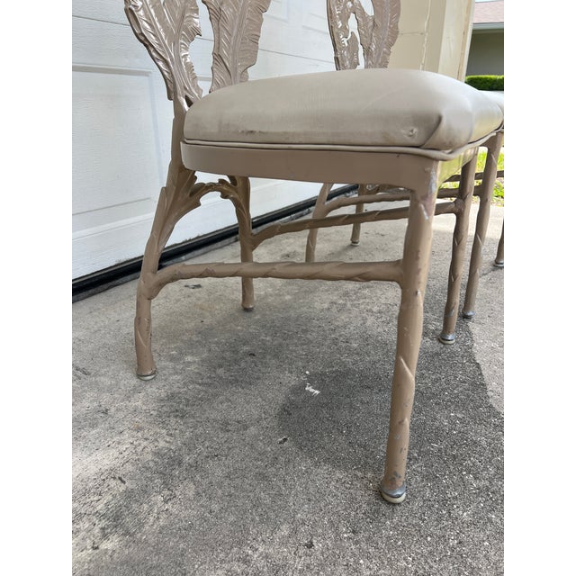 Taupe Vintage Hollywood Regency Era Banana Leaf Cast Aluminum Chairs 2 Pieces For Sale - Image 8 of 17