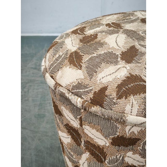 Czechoslovak Art Deco Round Upholstered Ottoman, 1930s For Sale - Image 6 of 10