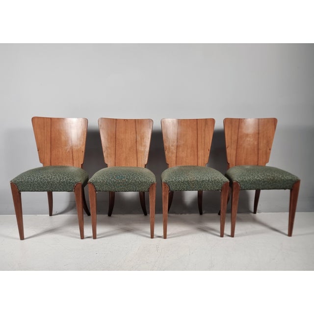 Brown Chairs and Table by Jindřich Halabala for Up Zavody, 1940s, Set of 5 For Sale - Image 8 of 15