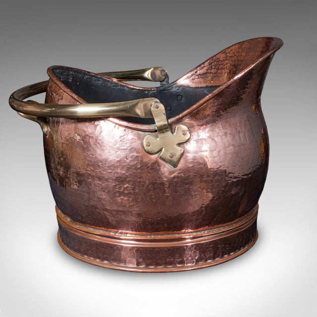 Victorian Antique Hand Finished Coal Scuttle, English, Copper, Brass, Fireside, Victorian For Sale - Image 3 of 10
