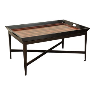 Macassar Ebony Tray Table From Usa Late 20th Century With Wrought Iron Base and Tray Top For Sale