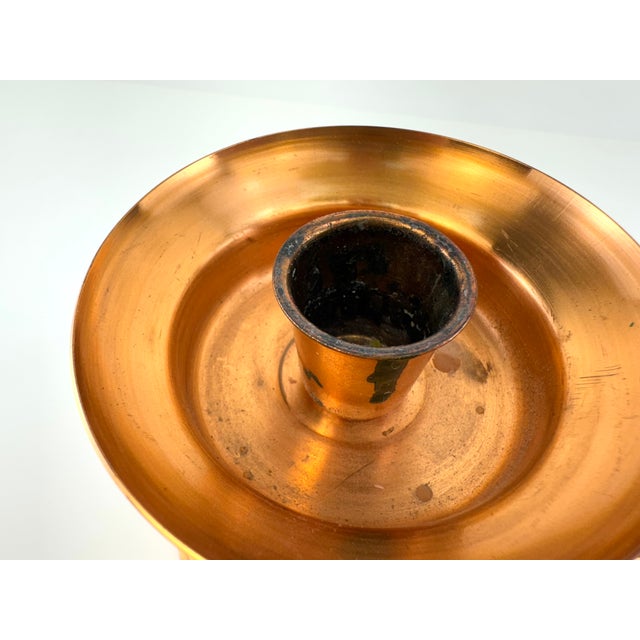 Wood Vintage Coppercraft Guild Launton Mass. Copper and Turned Walnut Candleholders – A Pair For Sale - Image 7 of 9