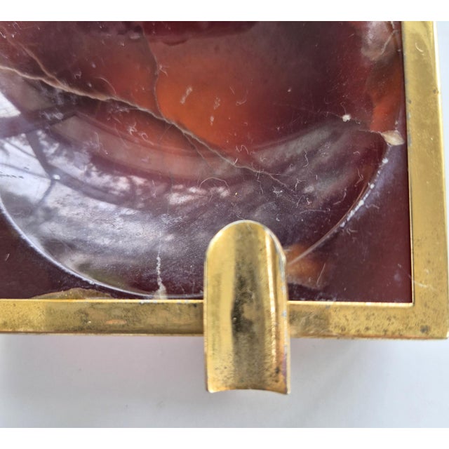 1950s Mid Century Mod Ash Tray Trinket Dish 1950's Amber Onyx and Brass For Sale - Image 5 of 7