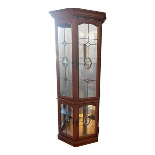 1990s Drexal Heritage Oak and Glass Curio For Sale
