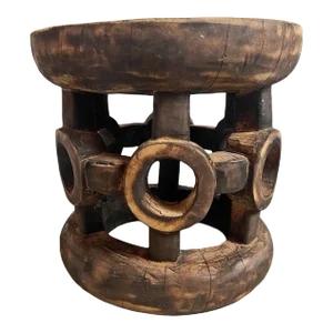 Vintage Bamileke Burn Stool Table
