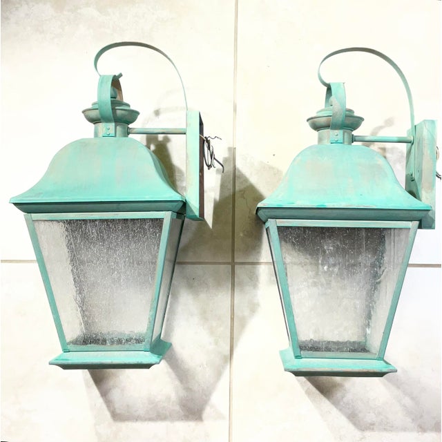 Pair of Vintage Solid Brass Wall Lanterns - Timeless Elegance for Your Home For Sale - Image 11 of 15